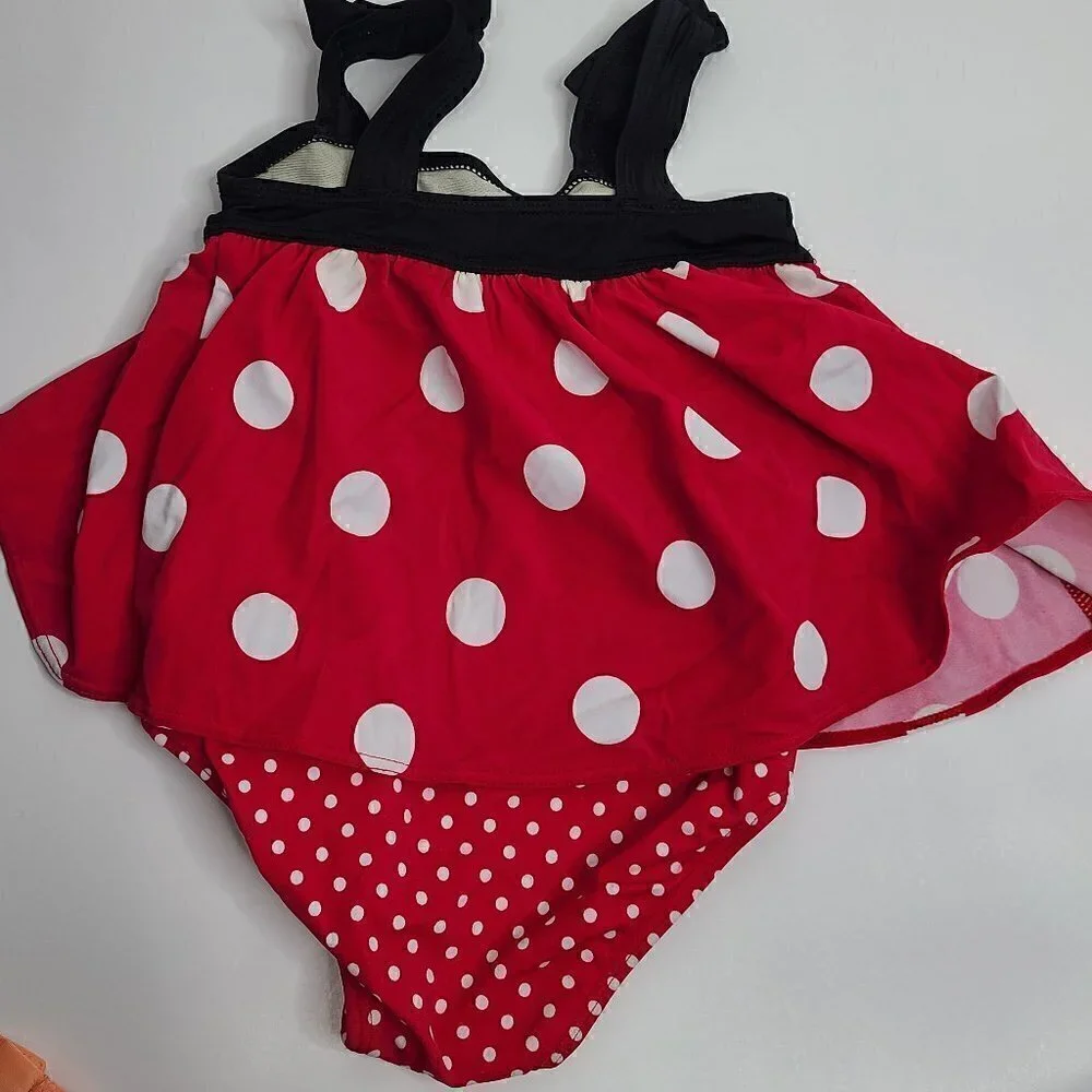 Lot of 2 Toddler Girls 2T Red Beetle Swimsuit and Orange Rashguard